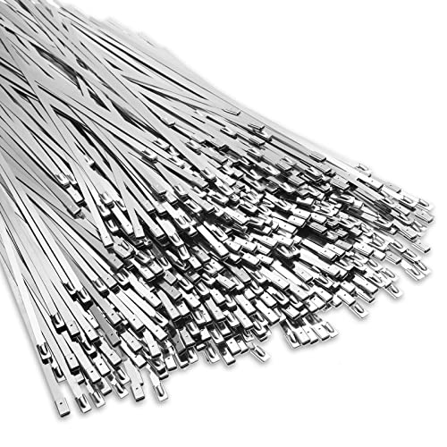 LEIFIDE 500 Pcs Metal Zip Ties 304 Stainless Steel Zip Ties Heavy Duty Self Locking 220 Pound Tensile Strength Cable Suitable for Exhaust Wrapping Fence Outdoor Workshop Canopy(11.8 Inch) - Image 1