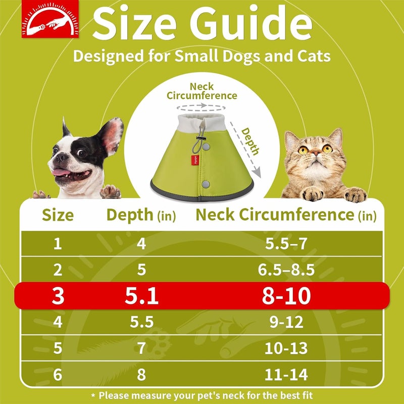 Agape Soft Dog Cone for Small Dogs & Cats (Green (Small Dogs Cone), 3 (Neck:8"-10")) - Image 2