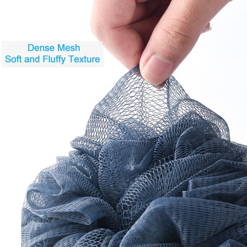 AmazerBath Loofah Sponge 75g/Piece, Exfoliating Bath Sponge Body Scrubber - Loofa Set of 4 Grey Blue-Pink-Grey-White (Large) - Image 5