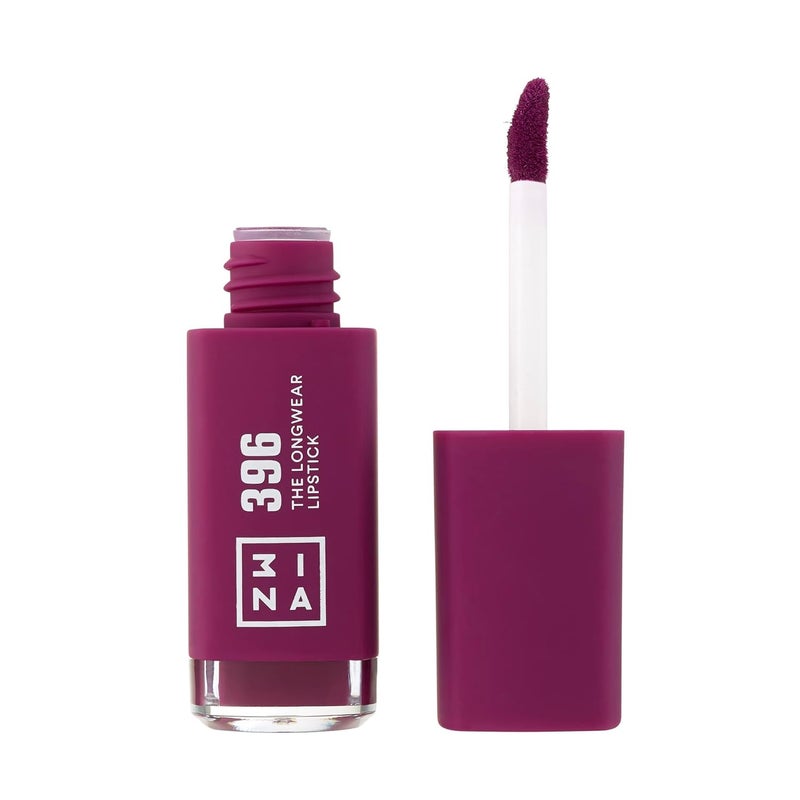 3INA The Longwear Lipstick 396 - Naturally Hydrating, Fast Drying - Shades That Stay All Day And Suit Every Skin Tone - Cruelty Free, Paraben Free, Vegan Cosmetics - Dark Purple Color - 0.23 Oz