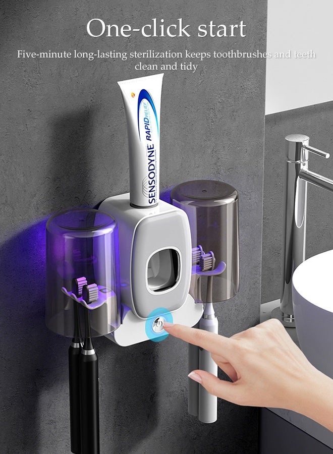 DUNISO UV Toothbrush Sterilizer ， Wall Mounted Toothbrush Holder, Toothbrush Holder, Intelligent Dental Cup Drying Rack，Bathroom Toothbrush Holder Wall Mounted UV Sterilizer，White  - Image 4