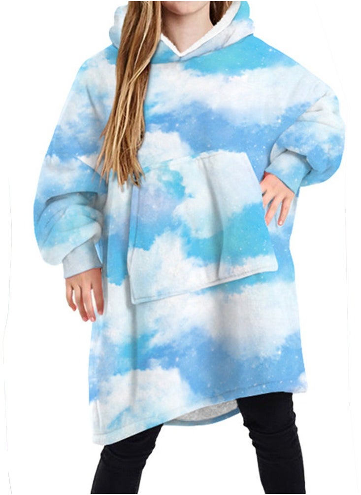 Loquat 2024 Blanket Children's Solid Color Hoodie Warm Casual Jacket TV Blanket 