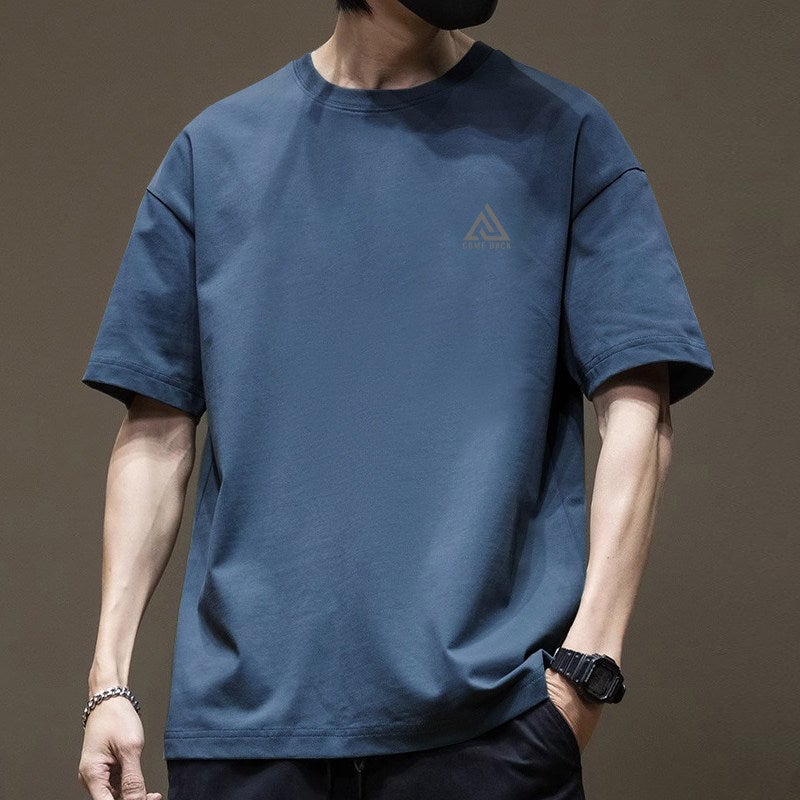 Pure cotton short-sleeved T-shirt for men's summer minimalist trend round-neck half-sleeved T-shirt for students versatile loose plus-size top - Image 2