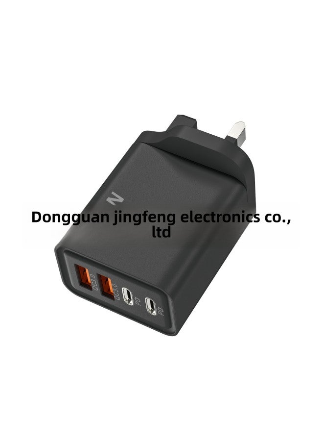 120W Charging Head 2USB 2Type-c Multi-port PD Wall Charging 5v2a Travel Charging Head-Color:British Standard Black [minimum Order 50]-Specifications:2A-12w - Image 1