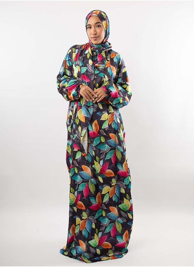 Tie Shop Tie Shop - Printed Satin Isdal - Green, Orange & Turquoise For Women 