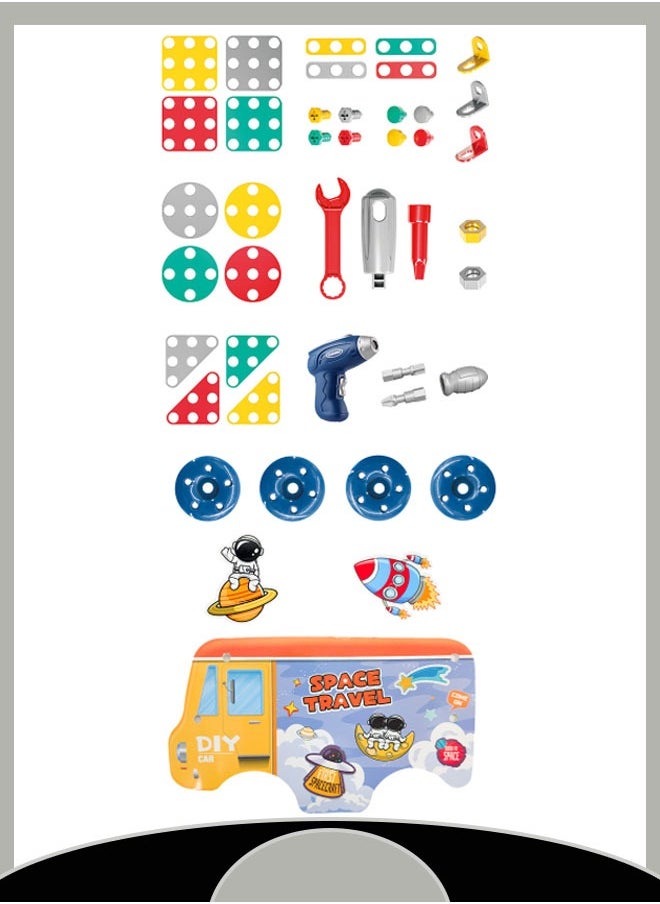 General Building Toys with Screwdriver Educational Children's Tool Set 225pcs, 3D Mosaic Puzzle Toys for Children of All Ages Assembling Toolbox Toys Improve Hands-on Skills（Space Version）  - Image 3