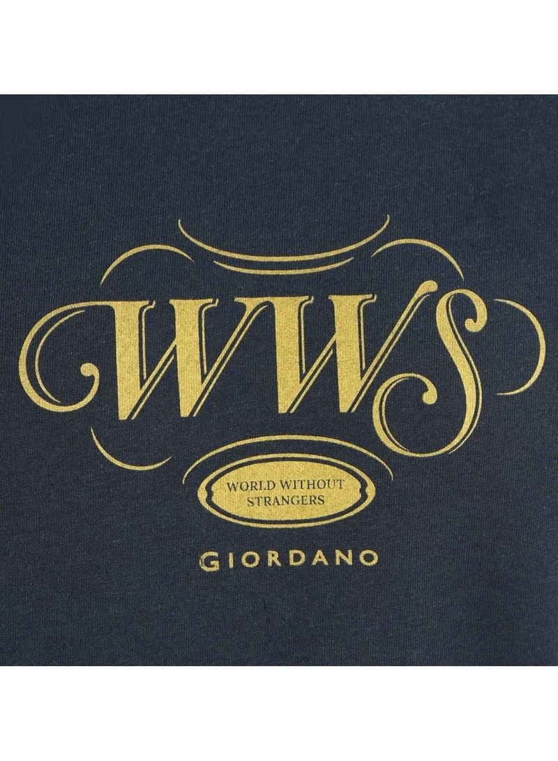 GIORDANO  Men's Slim Fit Cotton Jersey Crew Neck Print Tee | WWS Graphic for Men | Best Price UAE