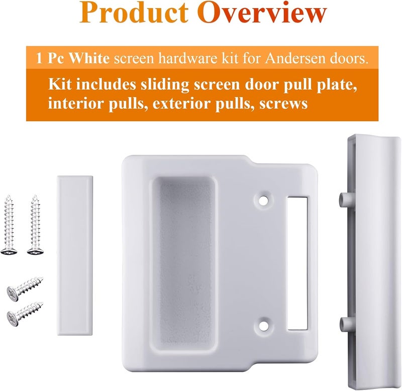 WFCYX White Screen Hardware Kit for Andersen Doors, Fits Andersen A-Series Gliding & Hinged Patio Doors, Frenchwood, Narroline, Perma-Shield, Two/Three-Panel Series Doors Manufactured from 1982 to Present - Image 2