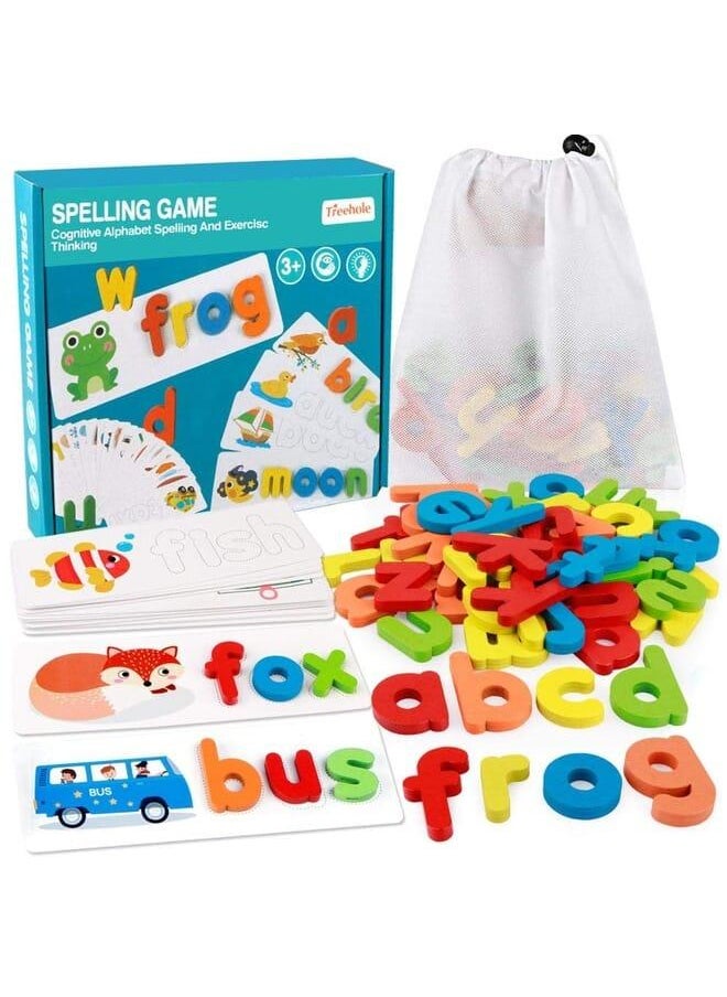 Generic - SKEIDO See and Spelling Learning Toy, Matching Letter Games Word Flash Cards Wooden Educational Toys Gifts for Preschool Kindergarten Kids Boys Girls 3 4 5 Years Old - Image 1
