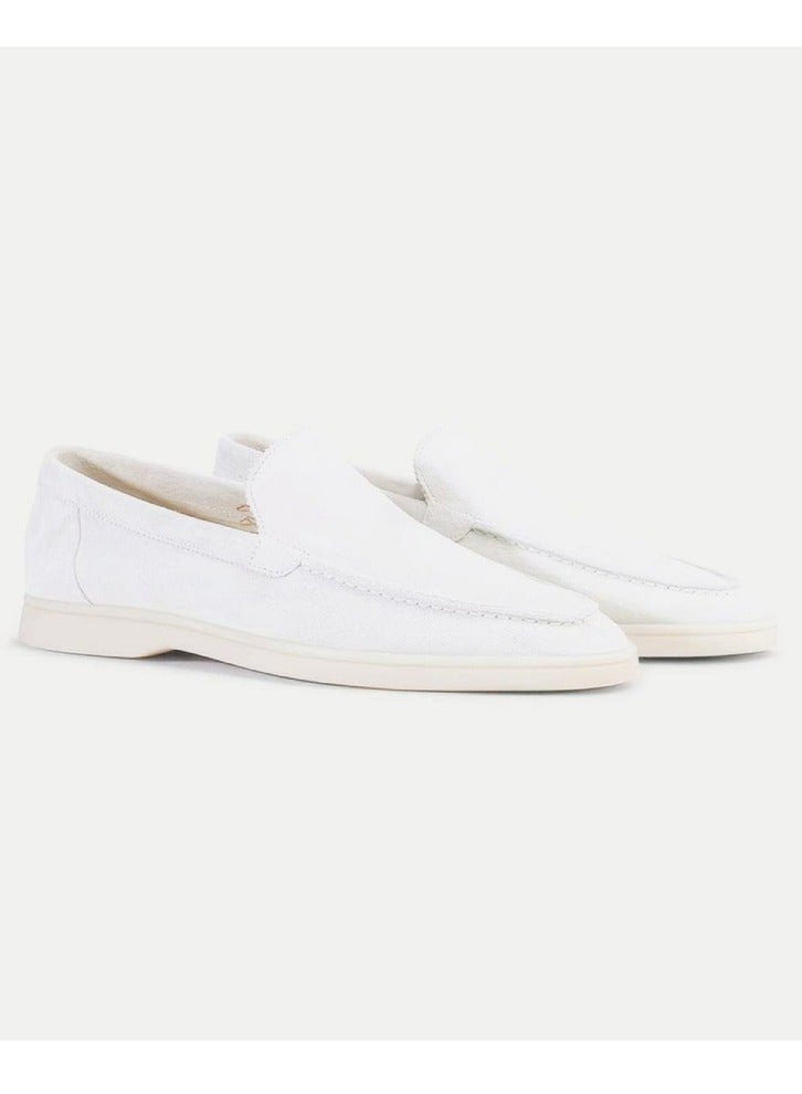 Loquat Men's Classic Loafers Slip-On Shoes Lightweight And Breathable With Rubber Sole Stylish Loafers White 