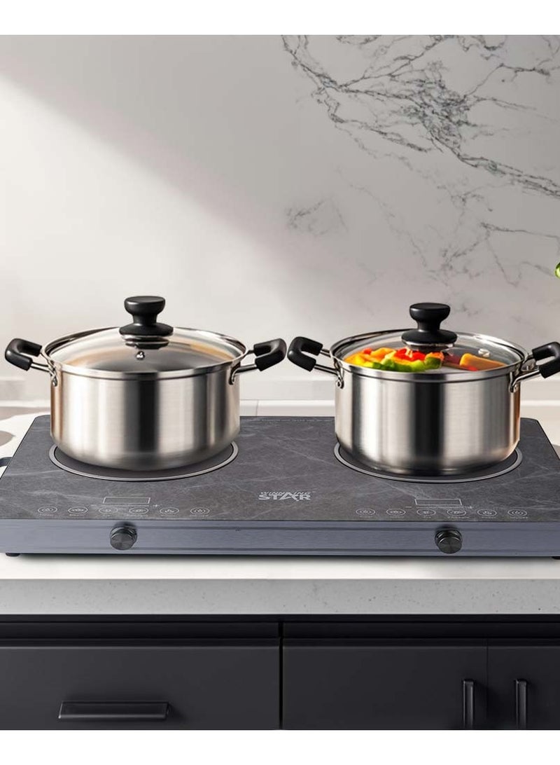 Winning Star Electric Hot Plate for Cooking, Infrared Double Burner,1800W Portable Electric Stove, Heat-up In Seconds, Ceramic Glass Portable Double Burner Countertop Cooktop for Dorm Office Home Camp, Compatible with All Cookware - Image 2