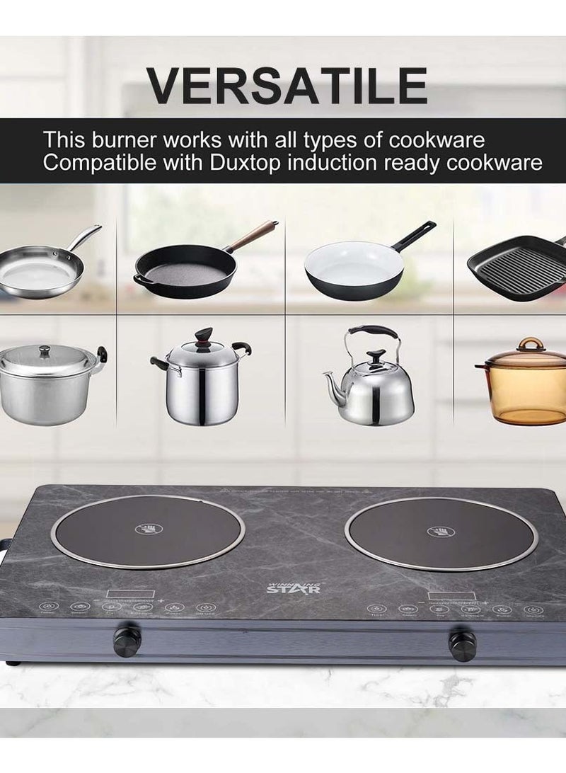 Winning Star Electric Hot Plate for Cooking, Infrared Double Burner,1800W Portable Electric Stove, Heat-up In Seconds, Ceramic Glass Portable Double Burner Countertop Cooktop for Dorm Office Home Camp, Compatible with All Cookware - Image 4