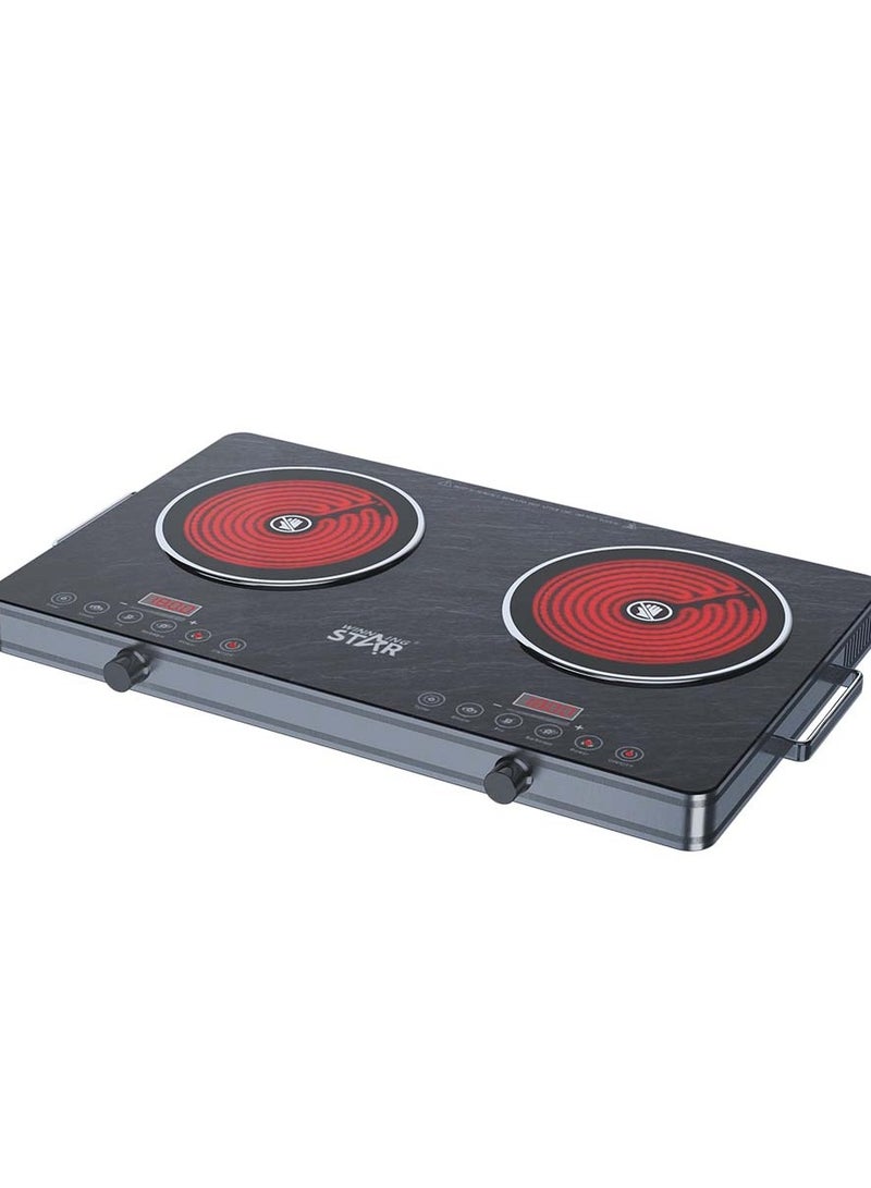 Winning Star Electric Hot Plate for Cooking, Infrared Double Burner,1800W Portable Electric Stove, Heat-up In Seconds, Ceramic Glass Portable Double Burner Countertop Cooktop for Dorm Office Home Camp, Compatible with All Cookware - Image 1