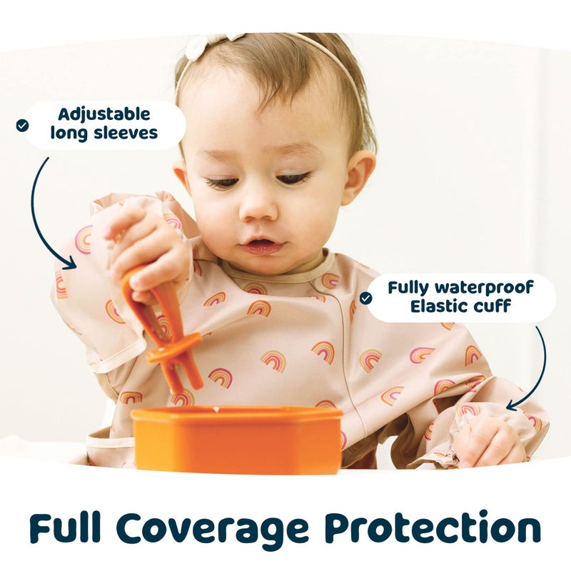 Tiny Twinkle Long Sleeve Bib for Babies & Toddlers | Waterproof Smock Bib for Eating | Machine Washable & Mess-Proof Feeding Essentials | Newborn Shower Gift (Boho Rainbow, 6â€“24M) - Image 3