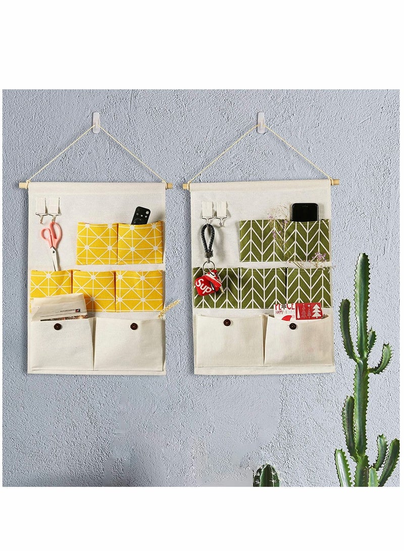 SYOSI Organizer Storage, Hanging Organizer Storage, 7 Pockets, for Fabric Wall Door Storage Bag (2 Packs, Yellow+Green) - Image 3