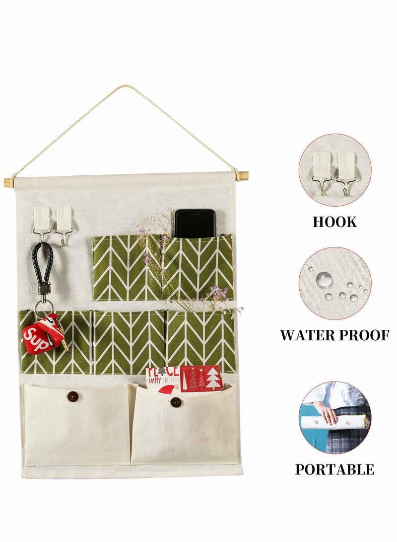 SYOSI Organizer Storage, Hanging Organizer Storage, 7 Pockets, for Fabric Wall Door Storage Bag (2 Packs, Yellow+Green) - Image 4