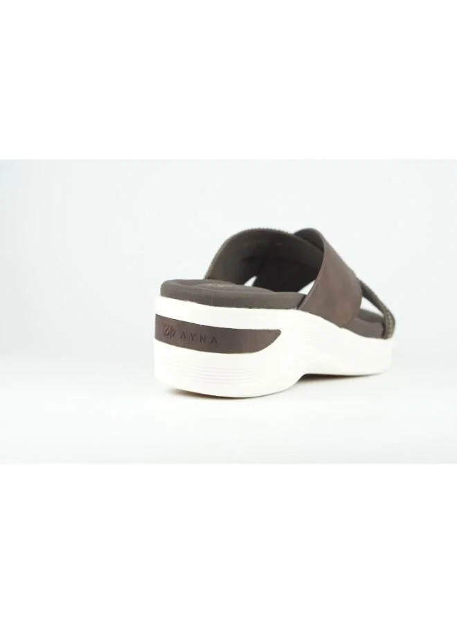 Zayna Brown 221-352 Zayna Women's Cross-Strap Wedge Slide 24ABT54E Brown for Women | Best Price UAE