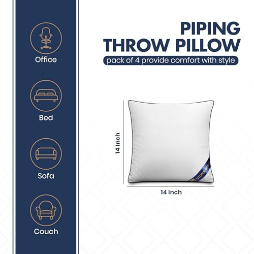 Utopia Bedding Throw Pillow Inserts (Pack of 4, White), 14 x 14 Inches Decorative Indoor Pillows for Sofa, Bed, Couch, Cushion Sham Stuffer - Image 2