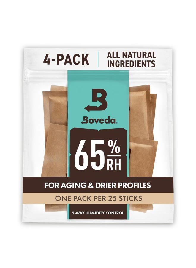 Boveda 65% Two-Way Humidity Control Packs For Aging & Long-Term Storage in Plastic & Wood Containers – Size 60 – 4 Pack – Moisture Absorbers – Humidifier Packs – Hydration Packets in Resealable Bag - Image 1