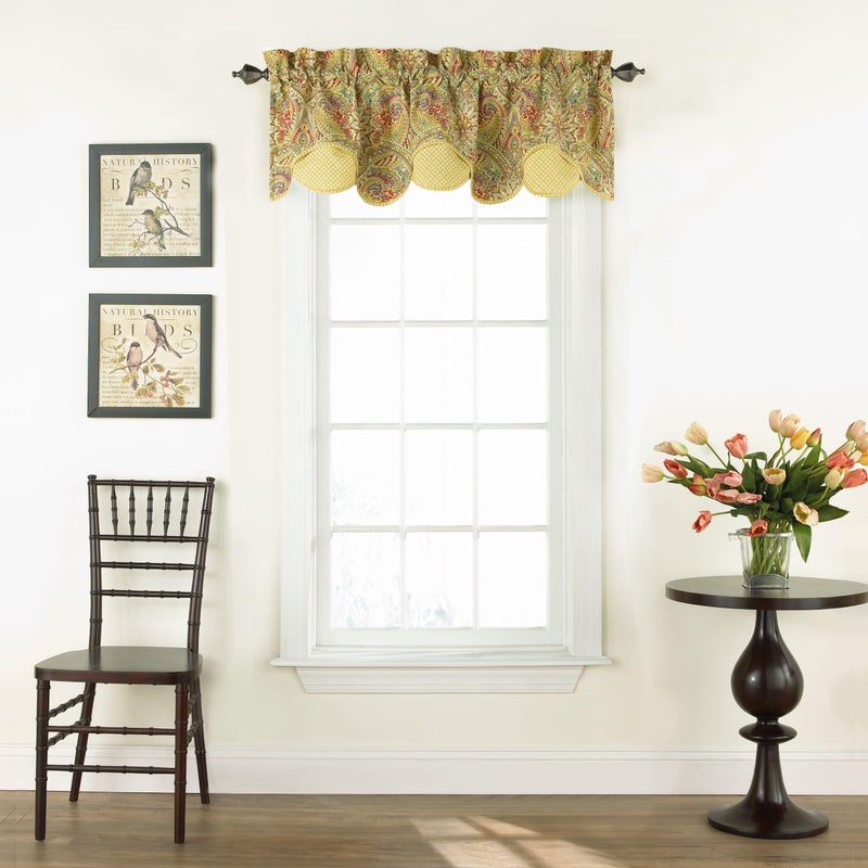 Waverly Swept Away Valances for Windows Rod Pocket Curtains for -Kitchen and Living Room, 60" x 18", Berry - Image 1