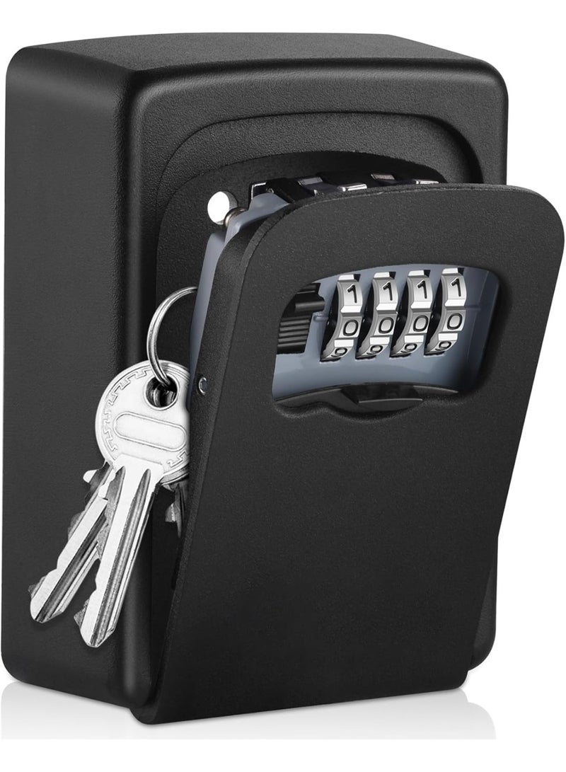 Key safe with a lock for storing keys outdoors, wall-mounted, with a 4-digit password programmable black lock box - Image 1