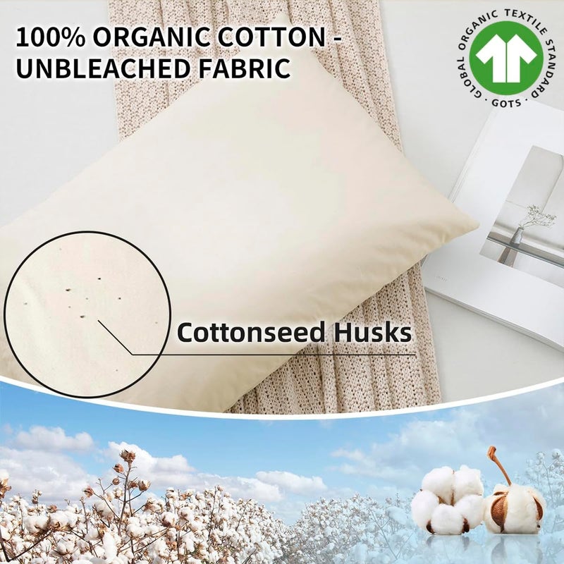 LOFE Organic Buckwheat Pillow for Sleeping with Organic Cotton Pillowcase - 16''x22'', Adjustable Loft, Breathable for Cool Sleep, Cervical Support for Back and Side Sleeper(Tartary Buckwheat Hulls) - Image 5