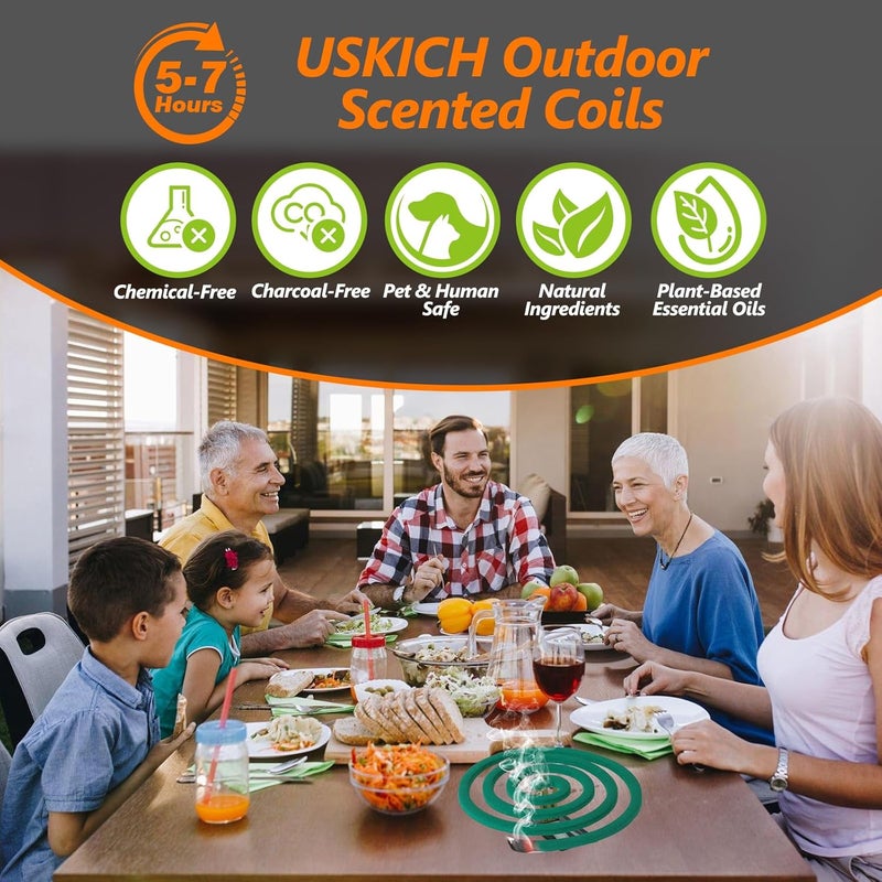 USKICH Mosquito Repellent Coils -Mosquito Repellent Outdoor Patio Fresh Scent,Use Reaches Up to 10 feet, Each Mosquito Coils Burns for 5-7 Hours (Contains 40 coils & 4 Stands) - Image 3