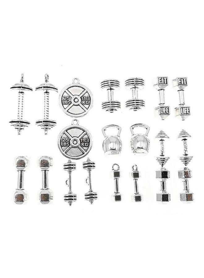 ALIMITOPIA Strength Exercises Gym Sports Charmsbarbell Dumbbell Kettlebell Weight Plate Weightlifting Bodybuilding Fitness Charms Pendents For Bracelet Necklace Jewelry Making(20Pcs) - Image 1