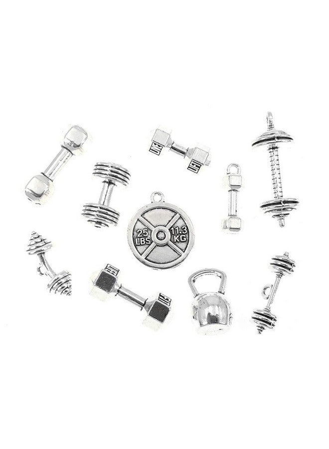 ALIMITOPIA Strength Exercises Gym Sports Charmsbarbell Dumbbell Kettlebell Weight Plate Weightlifting Bodybuilding Fitness Charms Pendents For Bracelet Necklace Jewelry Making(20Pcs) - Image 2