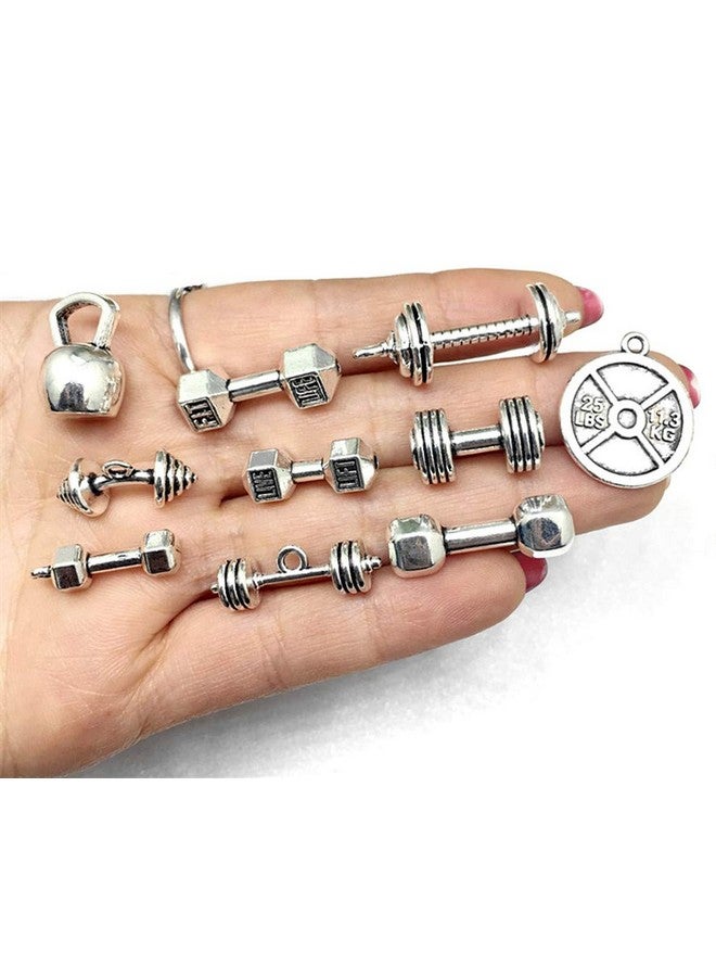 ALIMITOPIA Strength Exercises Gym Sports Charmsbarbell Dumbbell Kettlebell Weight Plate Weightlifting Bodybuilding Fitness Charms Pendents For Bracelet Necklace Jewelry Making(20Pcs) - Image 3