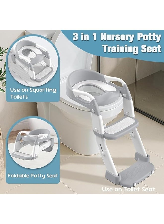3 في 1 المرحاض قعادة مقعد تدريب الصغار قعادة التدريب المرحاض مقعد بنين بنات الاطفال قعادة مقعد تدريب خطوة البراز سلم قعادة كرسي مع منصات المضادة للانزلاق - Image 3