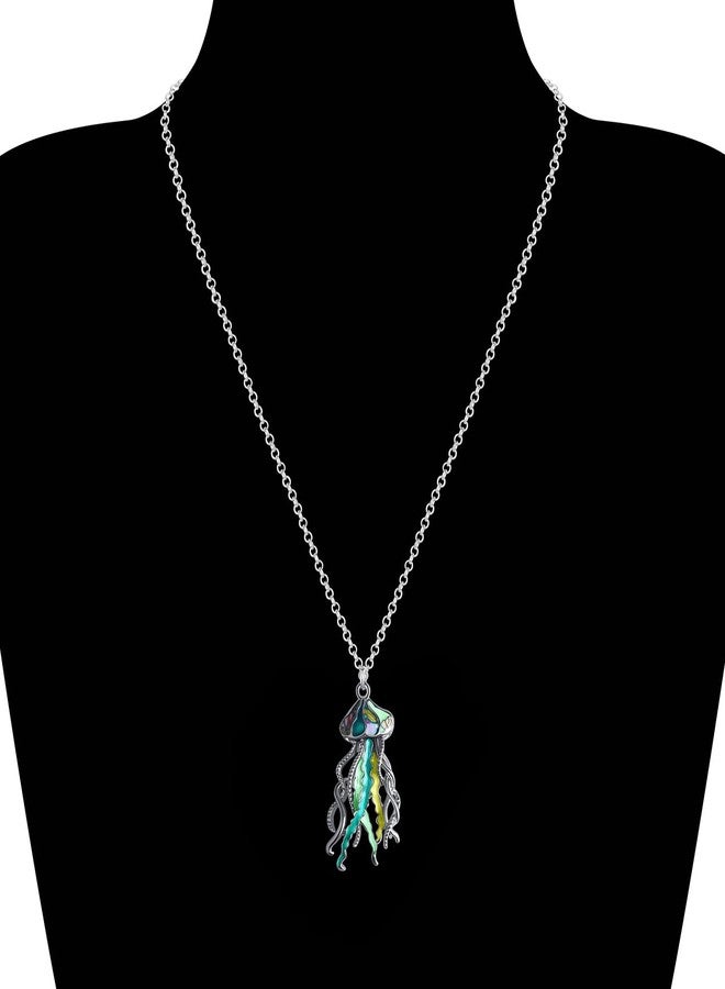 DUOWEI Enamel Tentacle Octopus Necklace Ocean Animals Pendant for Women Charms Ocean Jewelry Gifts (Green Jellyfish) - Image 2