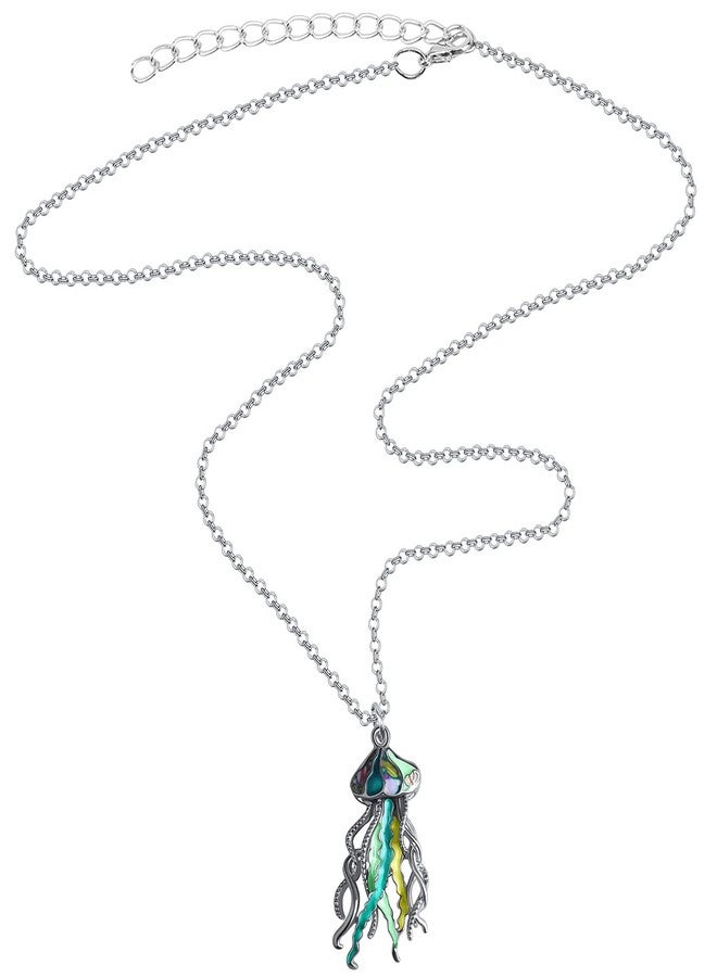 DUOWEI Enamel Tentacle Octopus Necklace Ocean Animals Pendant for Women Charms Ocean Jewelry Gifts (Green Jellyfish) - Image 4