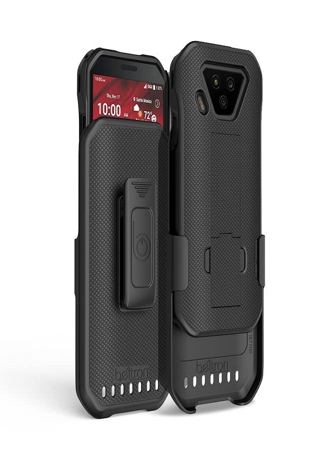 جراب BELTRON DuraForce Ultra 5G UW مع مشبك، جراب متين مزود بمشبك حزام دوار لهاتف Kyocera DuraForce Ultra 5G E7110 (Verizon) الميزات: تثبيت آمن وحامل مدمج (أسود) - Image 2