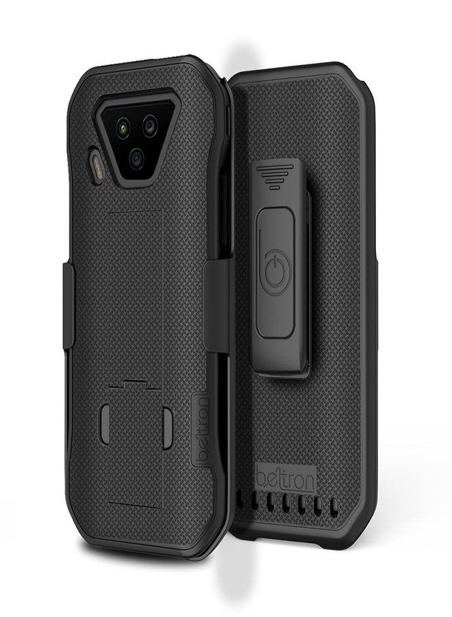 جراب BELTRON DuraForce Ultra 5G UW مع مشبك، جراب متين مزود بمشبك حزام دوار لهاتف Kyocera DuraForce Ultra 5G E7110 (Verizon) الميزات: تثبيت آمن وحامل مدمج (أسود) - Image 3