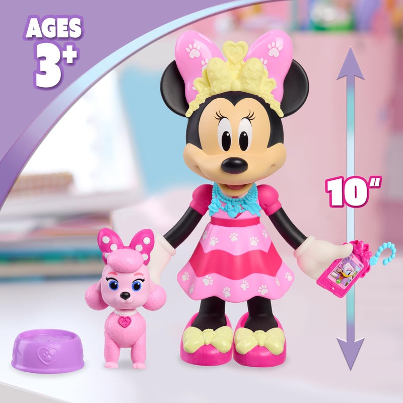 Just Play Disney Jr. Minnie Mouse Pet Fun Doll â€“ 10-Inch Poseable Minnie Doll with Lights & Sounds, Accessories, Pink Poodle Toy, Kids Gift for Ages 3 and Up by Just Play, Kids Toys for Ages 3 Up by Just Play - Image 3