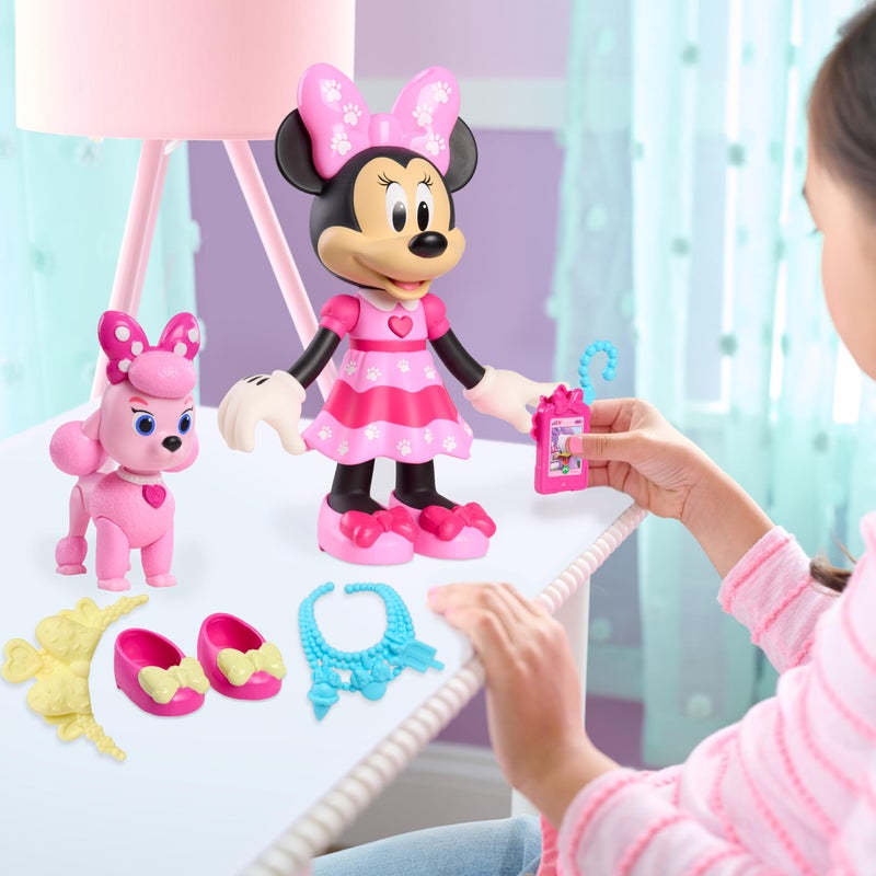 Just Play Disney Jr. Minnie Mouse Pet Fun Doll â€“ 10-Inch Poseable Minnie Doll with Lights & Sounds, Accessories, Pink Poodle Toy, Kids Gift for Ages 3 and Up by Just Play, Kids Toys for Ages 3 Up by Just Play - Image 5