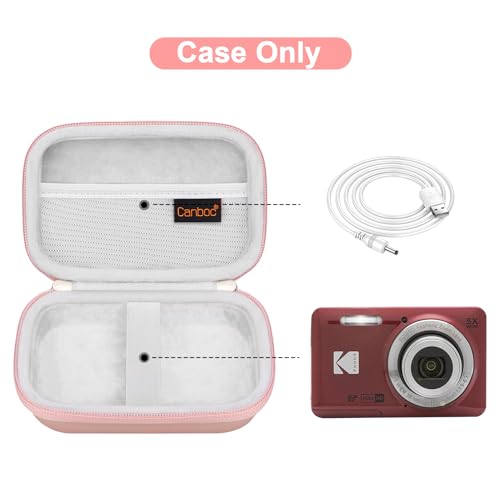 Canboc Hard Case for Kodak PIXPRO Friendly Zoom FZ55 / FZ53 / FZ45 16MP Digital Camera, Mesh Pocket fits SD Card, USB Charging Adapter, USB Cable, Rose Gold - Image 2