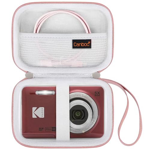 Canboc Hard Case for Kodak PIXPRO Friendly Zoom FZ55 / FZ53 / FZ45 16MP Digital Camera, Mesh Pocket fits SD Card, USB Charging Adapter, USB Cable, Rose Gold - Image 1