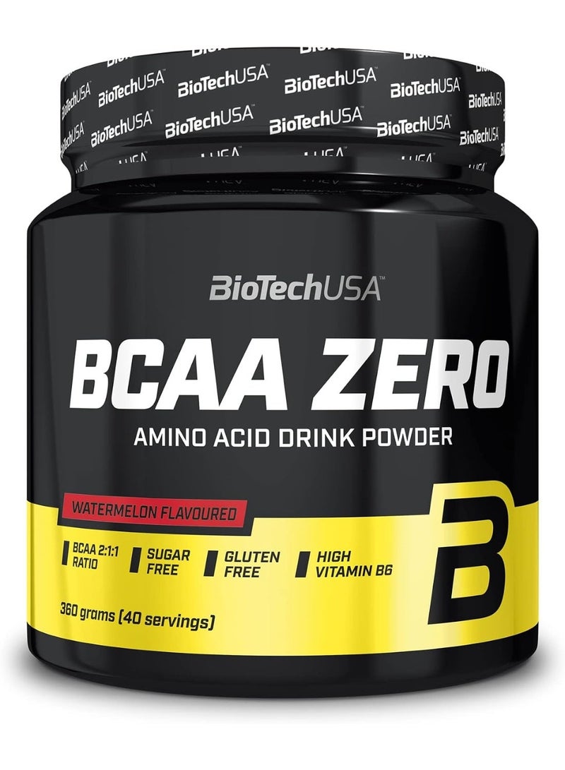 BioTechUSA BCAA Zero Watermelon 360g, Vegan Amino Acid Drink Powder with 6g BCAA 2:1:1, L-Glutamine and Vitamin B6, Sugar Free, Lactose Free and Gluten Free - Image 1