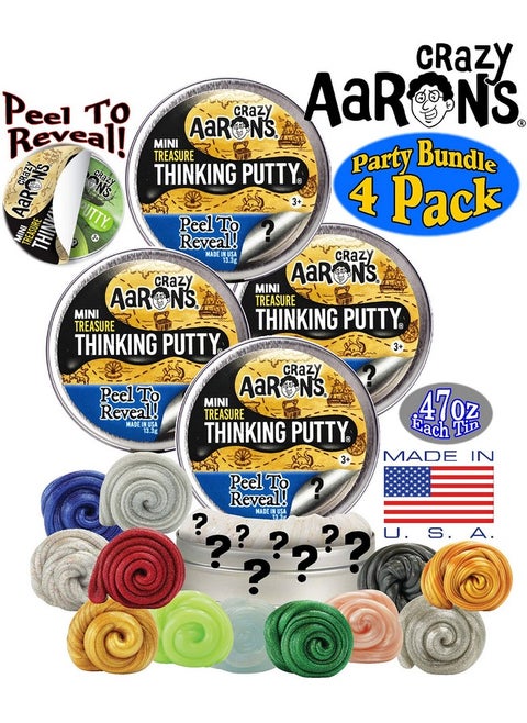 Putty Mini Tins Treasure Surprise Peel To Reveal (Collect All 12 Colors) Gift Set Party Bundle 4 Pack (.47Oz Each) *Items Are Assorted And May Contain Duplicates