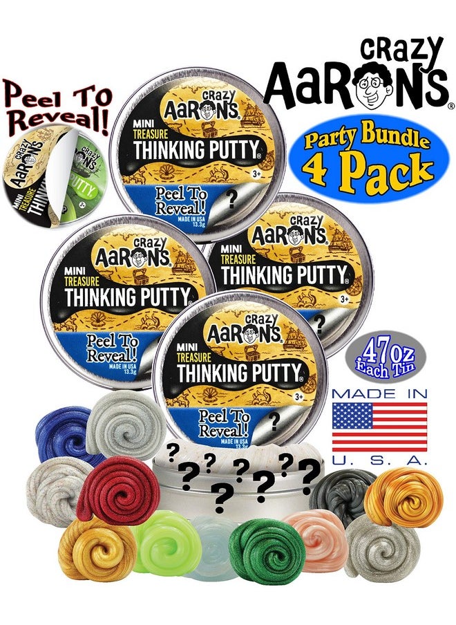 Putty Mini Tins Treasure Surprise Peel To Reveal (Collect All 12 Colors) Gift Set Party Bundle 4 Pack (.47Oz Each) *Items Are Assorted And May Contain Duplicates