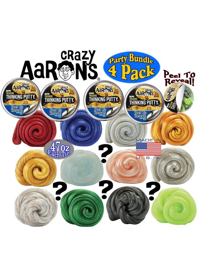 Putty Mini Tins Treasure Surprise Peel To Reveal (Collect All 12 Colors) Gift Set Party Bundle 4 Pack (.47Oz Each) *Items Are Assorted And May Contain Duplicates