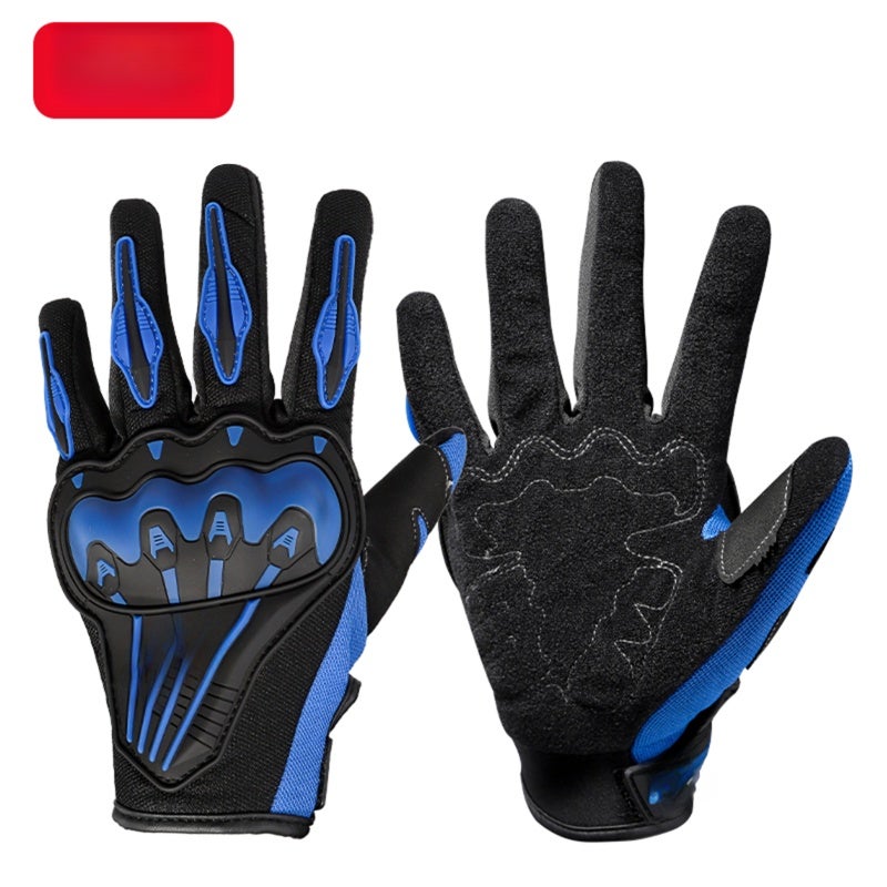 BSDDP Motorcycle Riding Gloves 2XL Blue Breathable Mesh Fabric Full Finger - PVC Shell Guard Impact Protection - Anti-Slip Palm Panel for Outdoor Riding - Image 1