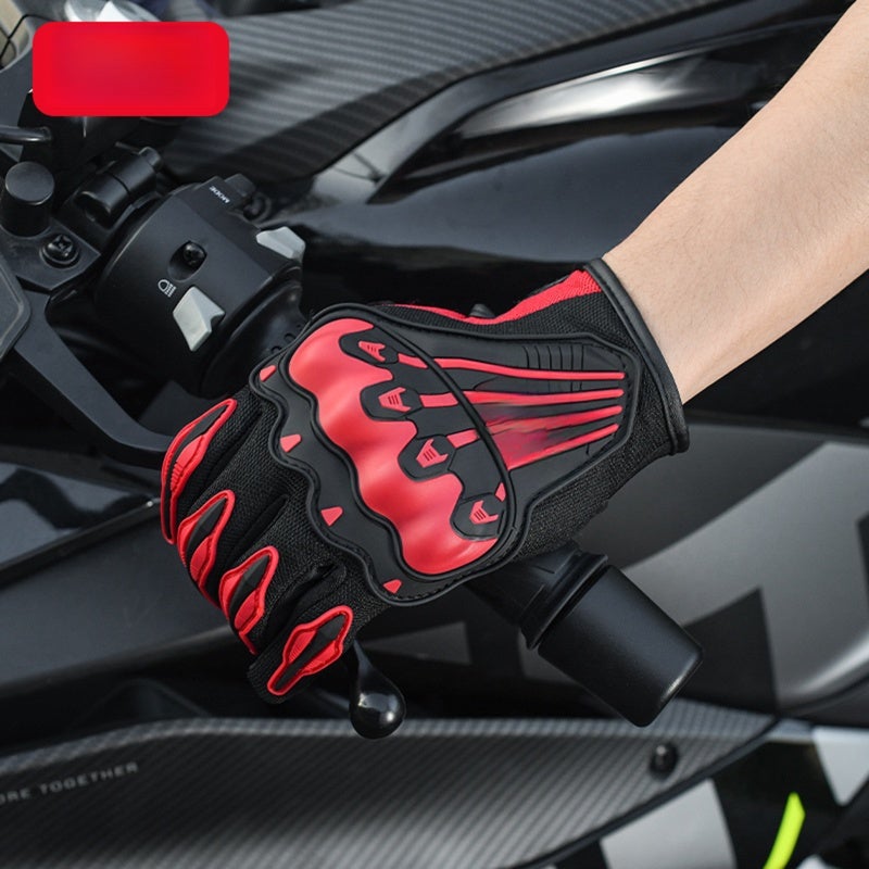 BSDDP Motorcycle Riding Gloves 2XL Blue Breathable Mesh Fabric Full Finger - PVC Shell Guard Impact Protection - Anti-Slip Palm Panel for Outdoor Riding - Image 4