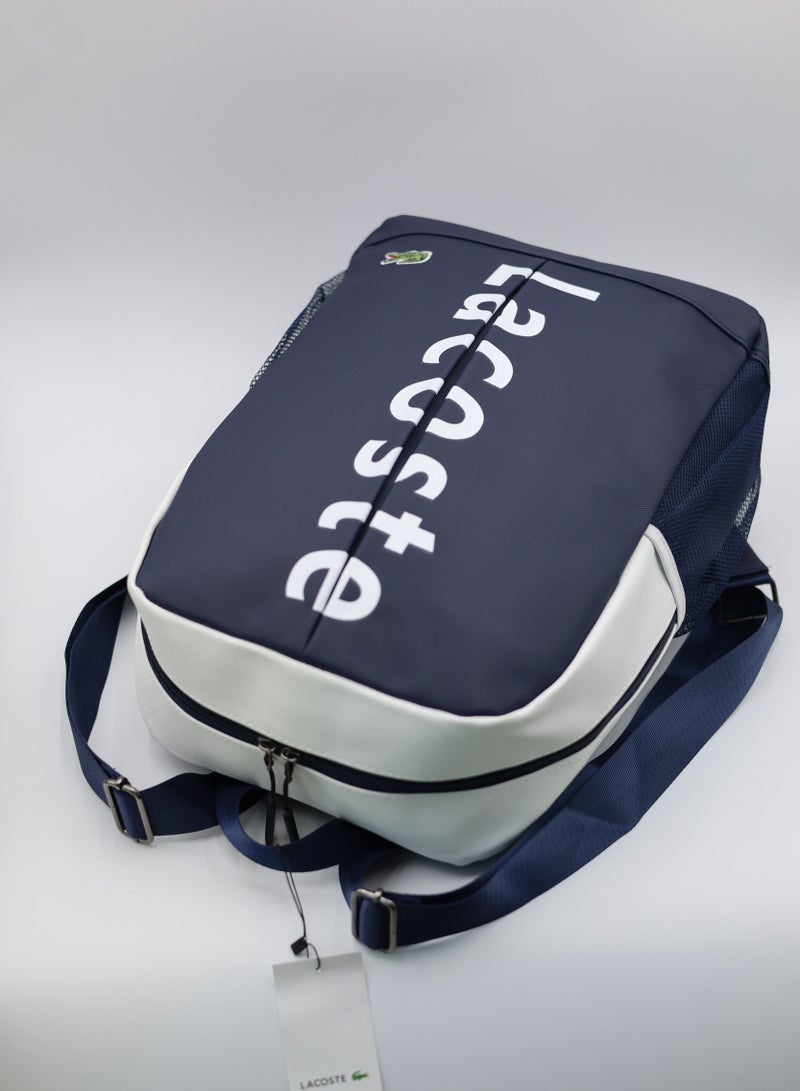LACOSTE Lacoste Navy and white color block backpack  - Image 4