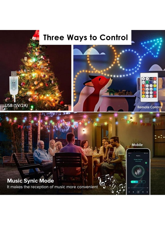 Gesto أضواء سلسلة شكل نجمة Gesto 5V - أضواء LED ذكية متزامنة مع الموسيقى عبر USB مع تحكم عن بُعد وتطبيق، أضواء خرافية تتغير ألوانها RGB للغرفة، ديكور المنزل، زينة ديوالي، عيد الميلاد (5 متر، 33 LED) - Image 2