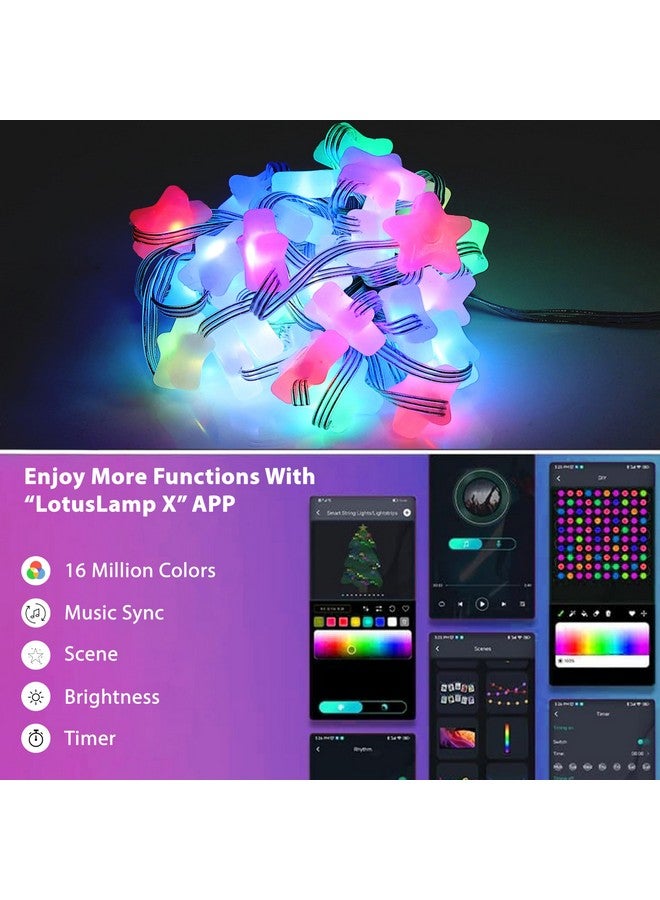 Gesto أضواء سلسلة شكل نجمة Gesto 5V - أضواء LED ذكية متزامنة مع الموسيقى عبر USB مع تحكم عن بُعد وتطبيق، أضواء خرافية تتغير ألوانها RGB للغرفة، ديكور المنزل، زينة ديوالي، عيد الميلاد (5 متر، 33 LED) - Image 3