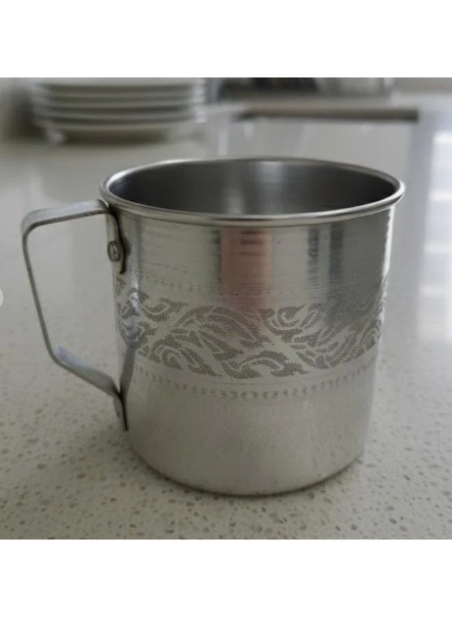 AKDC Aluminium Mug – Elegant Silver Design | 10 cm Classic Drinkware Piece - Image 2