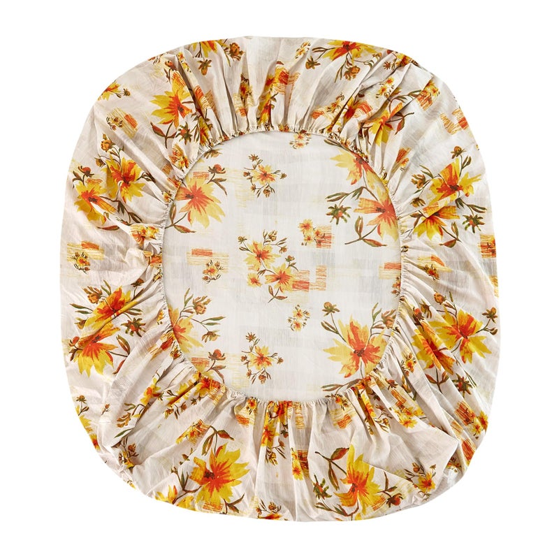 جي اس دي JSD Rustic الأصفر ورقة الأزهار مجموعة Cal King 4 قطعة صفائح الفراش الدقيقة المطبوعة - Image 4